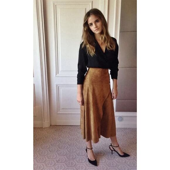 Ralph Lauren Collection Purple Label Suede Lace-Up Midi Skirt Western Runway 12 - Picture 6 of 14